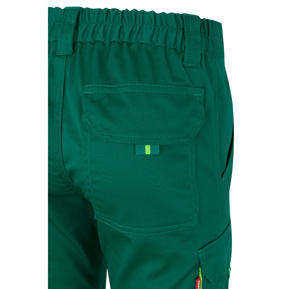 VL ZEUS. Pantaloni elasticizzati bicolore con diverse tasche (240g/m²), in cotone (46%), EME (38%) e poliestere (16%)