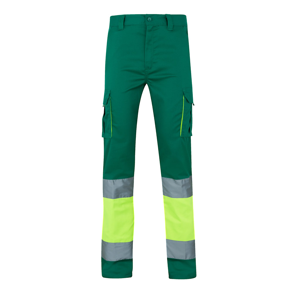 VL ZEUS. Pantaloni elasticizzati bicolore con diverse tasche (240g/m²), in cotone (46%), EME (38%) e poliestere (16%)