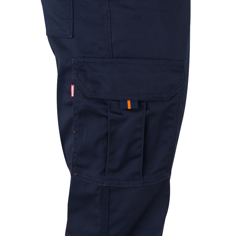VL ZEUS. Pantaloni elasticizzati bicolore con diverse tasche (240g/m²), in cotone (46%), EME (38%) e poliestere (16%)