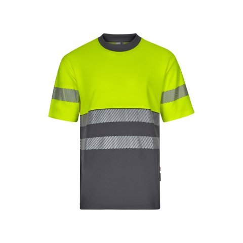 VL BASTET. Dvoubarevn&eacute; pik&eacute; tričko (150 g/m&sup2;), z bavlny (55 %) a polyesteru (45 %) - &Scaron;ed&aacute;/Žlut&aacute;