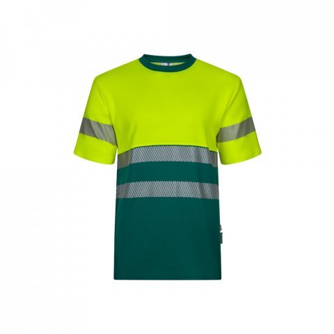 VL BASTET. Dvoubarevn&eacute; pik&eacute; tričko (150 g/m&sup2;), z bavlny (55 %) a polyesteru (45 %) - Zelen&aacute;/Žlut&aacute;