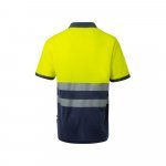 VL ACHELOUS. Polo bicolor piqu&eacute; (150g/m&sup2;) de manga curta, em algod&atilde;o (55%) e poli&eacute;ster (45%) - Azul marinho/Amarelo