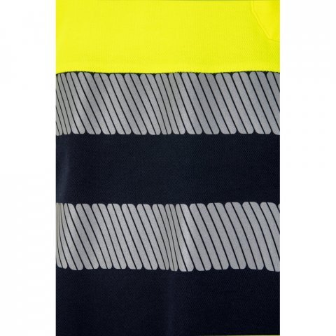 VL ACHELOUS. Polo bicolor piqu&eacute; (150g/m&sup2;) de manga curta, em algod&atilde;o (55%) e poli&eacute;ster (45%) - Azul marinho/Amarelo