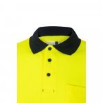 VL ACHELOUS. Polo bicolor piqu&eacute; (150g/m&sup2;) de manga curta, em algod&atilde;o (55%) e poli&eacute;ster (45%) - Azul marinho/Amarelo