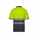 VL ACHELOUS. Polo bicolor piqu&eacute; (150g/m&sup2;) de manga curta, em algod&atilde;o (55%) e poli&eacute;ster (45%) - Cinzento/Amarelo