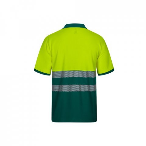 VL ACHELOUS. Polo bicolor piqu&eacute; (150g/m&sup2;) de manga curta, em algod&atilde;o (55%) e poli&eacute;ster (45%) - Verde/Amarelo