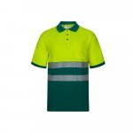 VL ACHELOUS. Polo bicolor piqu&eacute; (150g/m&sup2;) de manga curta, em algod&atilde;o (55%) e poli&eacute;ster (45%) - Verde/Amarelo