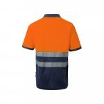 VL ACHELOUS. Polo bicolor piqu&eacute; (150g/m&sup2;) de manga curta, em algod&atilde;o (55%) e poli&eacute;ster (45%) - Azul marinho/Laranja