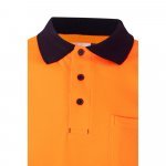 VL ACHELOUS. Polo bicolor piqu&eacute; (150g/m&sup2;) de manga curta, em algod&atilde;o (55%) e poli&eacute;ster (45%) - Azul marinho/Laranja