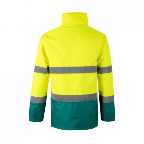 VL THEMIS. Parka bicolore (190g/m&sup2;), in poliestere (100%), con rivestimento in PU - Verde/Giallo