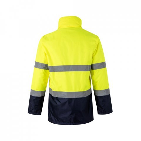 VL THEMIS LARGE. Parka bicolore (190g/m&sup2;), in poliestere (100%), con rivestimento in PU - Blu scuro/Giallo