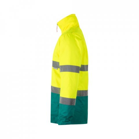 VL THEMIS LARGE. Parka bicolore (190g/m&sup2;), in poliestere (100%), con rivestimento in PU - Verde/Giallo
