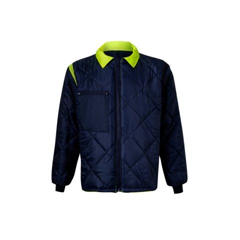 VL JUNO. Parka 4 em 1 bicolor (180g/m&sup2;), em poli&eacute;ster (100%) com revestimento de PU - Azul marinho/Amarelo