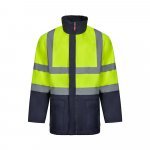 VL JUNO. Parka bicolore 4-in-1 (180g/m&sup2;), in poliestere (100%) con rivestimento in PU - Blu scuro/Giallo
