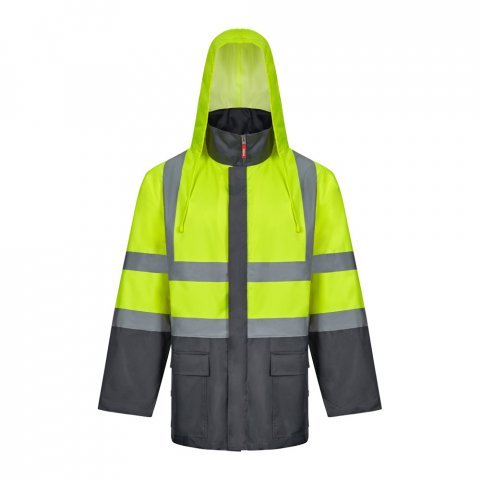 VL JUNO. Parka bicolore 4-in-1 (180g/m&sup2;), in poliestere (100%) con rivestimento in PU - Grigio/Giallo
