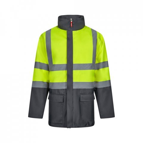 VL JUNO. Parka bicolore 4-in-1 (180g/m&sup2;), in poliestere (100%) con rivestimento in PU - Grigio/Giallo
