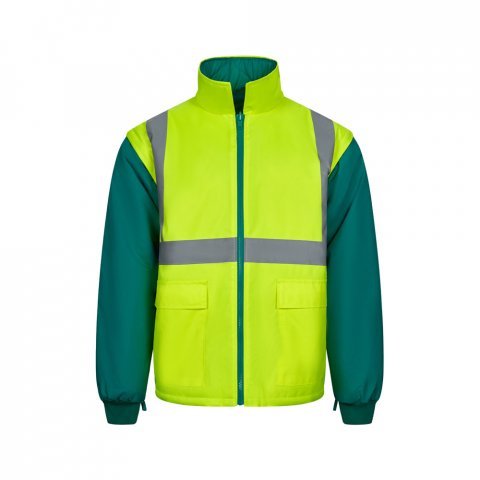 VL JUNO. Parka bicolore 4-in-1 (180g/m&sup2;), in poliestere (100%) con rivestimento in PU - Verde/Giallo