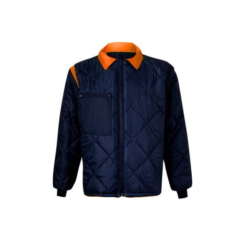 VL JUNO. Parka 4 em 1 bicolor (180g/m&sup2;), em poli&eacute;ster (100%) com revestimento de PU - Azul marinho/Laranja