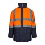 VL JUNO. Parka bicolore 4-in-1 (180g/m&sup2;), in poliestere (100%) con rivestimento in PU - Blu scuro/Arancione