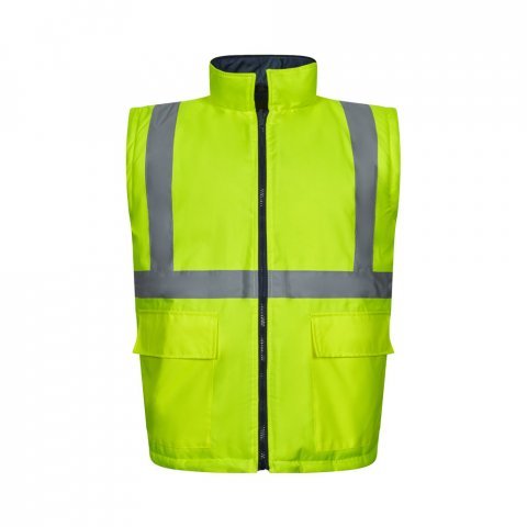 VL JUNO LARGE. Parka bicolore 4-in-1 (180g/m&sup2;), in poliestere (100%) con rivestimento in PU - Blu scuro/Giallo