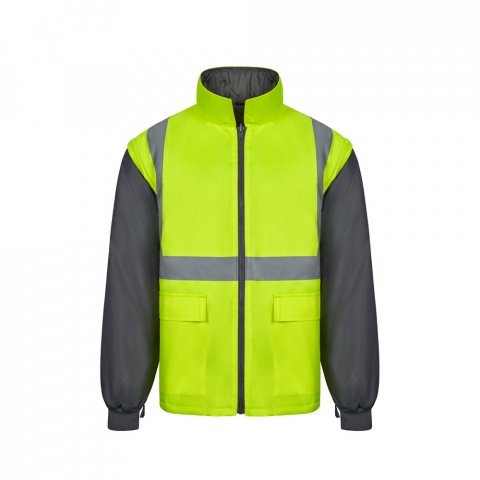 VL JUNO LARGE. Parka bicolore 4-in-1 (180g/m&sup2;), in poliestere (100%) con rivestimento in PU - Grigio/Giallo