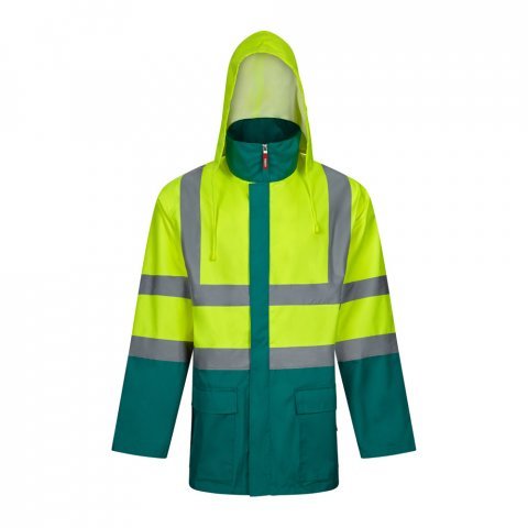 VL JUNO LARGE. Parka bicolore 4-in-1 (180g/m&sup2;), in poliestere (100%) con rivestimento in PU - Verde/Giallo