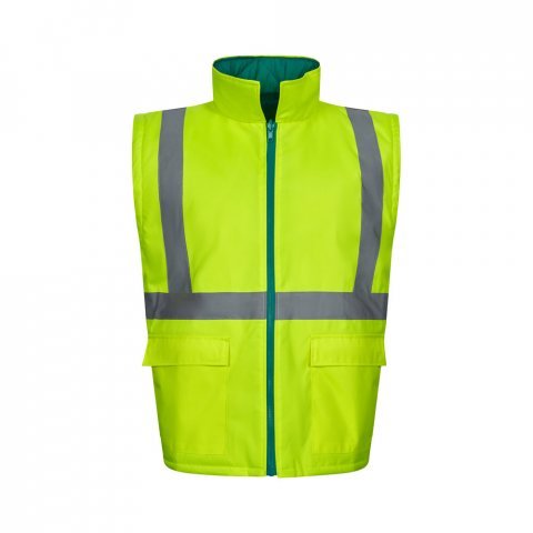 VL JUNO LARGE. Parka bicolore 4-in-1 (180g/m&sup2;), in poliestere (100%) con rivestimento in PU - Verde/Giallo