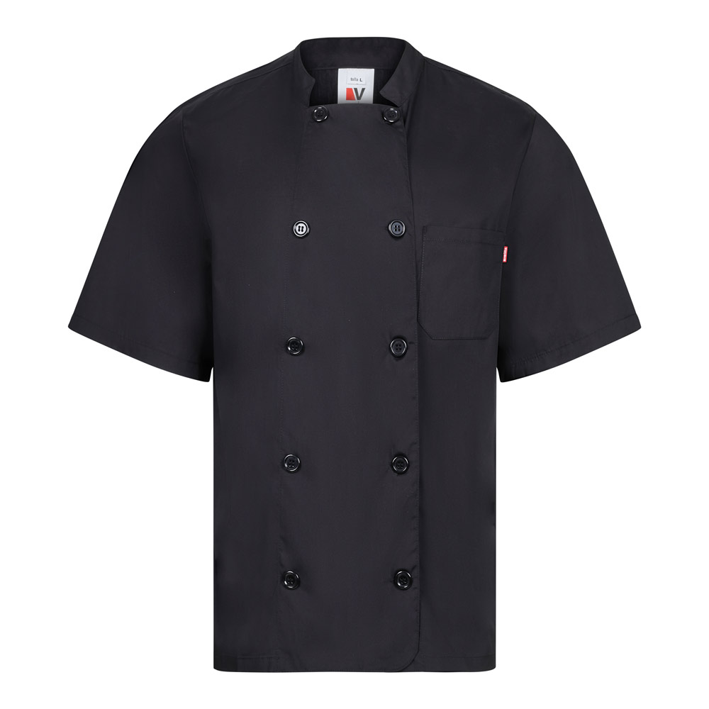 VL DURGA. Giacca da cucina in popeline (110g/m²) a maniche corte, in cotone (35%) e poliestere (65%)
