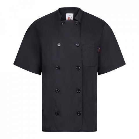 VL DURGA. Кухнененска униформа от памук (35%) и полиестер (65%) с къс ръкав от полиестер (110 g/m&sup2;) - черно