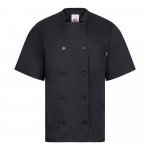 VL DURGA. Кухнененска униформа от памук (35%) и полиестер (65%) с къс ръкав от полиестер (110 g/m&sup2;) - черно