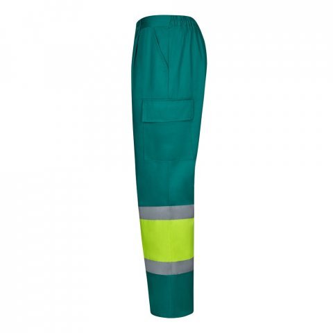 VL ARTEMIS. Pantaloni &icirc;n două tonuri, din twill (190g/m&sup2;), bumbac (20%) și poliester (80%) - Verde/Galben