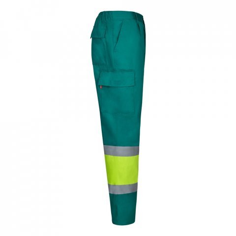VL ARTEMIS. Pantaloni &icirc;n două tonuri, din twill (190g/m&sup2;), bumbac (20%) și poliester (80%) - Verde/Galben