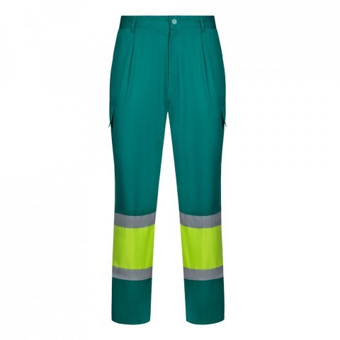 VL ARTEMIS. Pantaloni &icirc;n două tonuri, din twill (190g/m&sup2;), bumbac (20%) și poliester (80%) - Verde/Galben