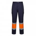 VL ARTEMIS. Pantaloni &icirc;n două tonuri, din twill (190g/m&sup2;), bumbac (20%) și poliester (80%) - Albastru/Portocaliu