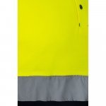 VL PLUTO LARGE. Polo piqu&eacute; bicolore (150g/m&sup2;) &agrave; manches longues, en coton (55%) et polyester (45%) - Bleu marine/Jaune
