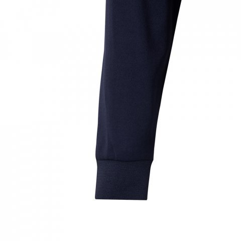 VL PLUTO LARGE. Polo piqu&eacute; bicolore (150g/m&sup2;) &agrave; manches longues, en coton (55%) et polyester (45%) - Bleu marine/Orange