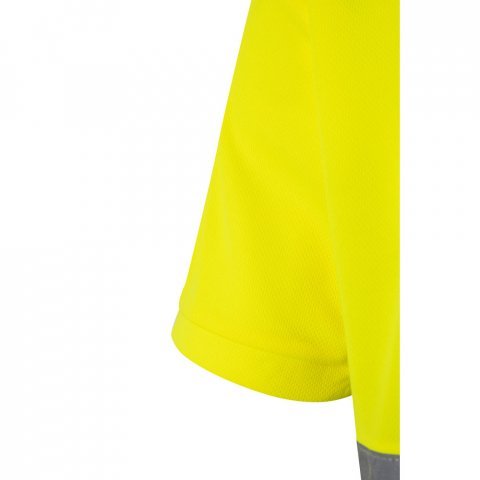 VL FORTUNA. Polo bird-eye (140g/m&sup2;) de manga curta, em poli&eacute;ster (100%) - Azul marinho/Amarelo