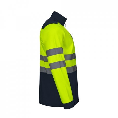 VL HESTIA. Casaco bicolor soft shell (280g/m&sup2;), em poli&eacute;ster (96%) e elastano (4%) - Azul marinho/Amarelo