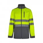 VL HESTIA. Casaco bicolor soft shell (280g/m&sup2;), em poli&eacute;ster (96%) e elastano (4%) - Cinzento/Amarelo
