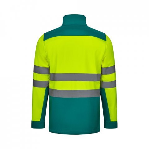 VL HESTIA. Casaco bicolor soft shell (280g/m&sup2;), em poli&eacute;ster (96%) e elastano (4%) - Verde/Amarelo