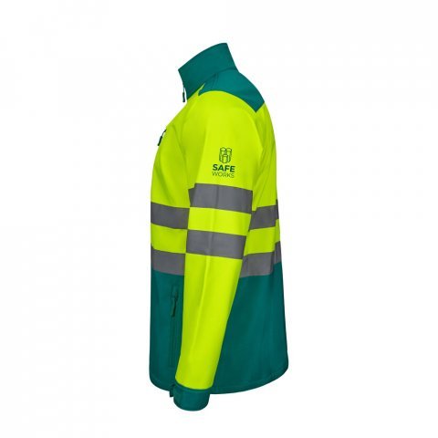 VL HESTIA. Casaco bicolor soft shell (280g/m&sup2;), em poli&eacute;ster (96%) e elastano (4%) - Verde/Amarelo