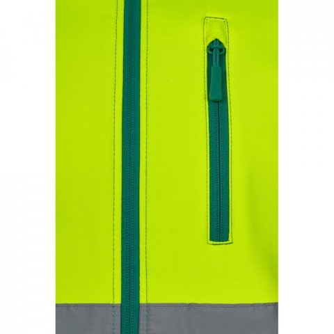 VL HESTIA. Casaco bicolor soft shell (280g/m&sup2;), em poli&eacute;ster (96%) e elastano (4%) - Verde/Amarelo
