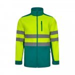 VL HESTIA. Casaco bicolor soft shell (280g/m&sup2;), em poli&eacute;ster (96%) e elastano (4%) - Verde/Amarelo