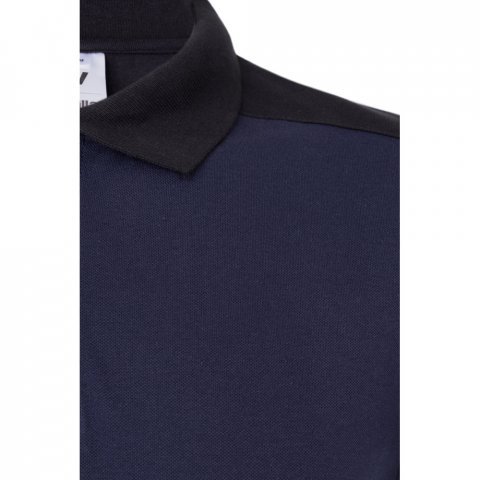 VL VELES. Polo piqu&eacute; stretch bicolor (200g/m&sup2;) de manga curta, em poli&eacute;ster (96%) e elastano (4%) - Azul