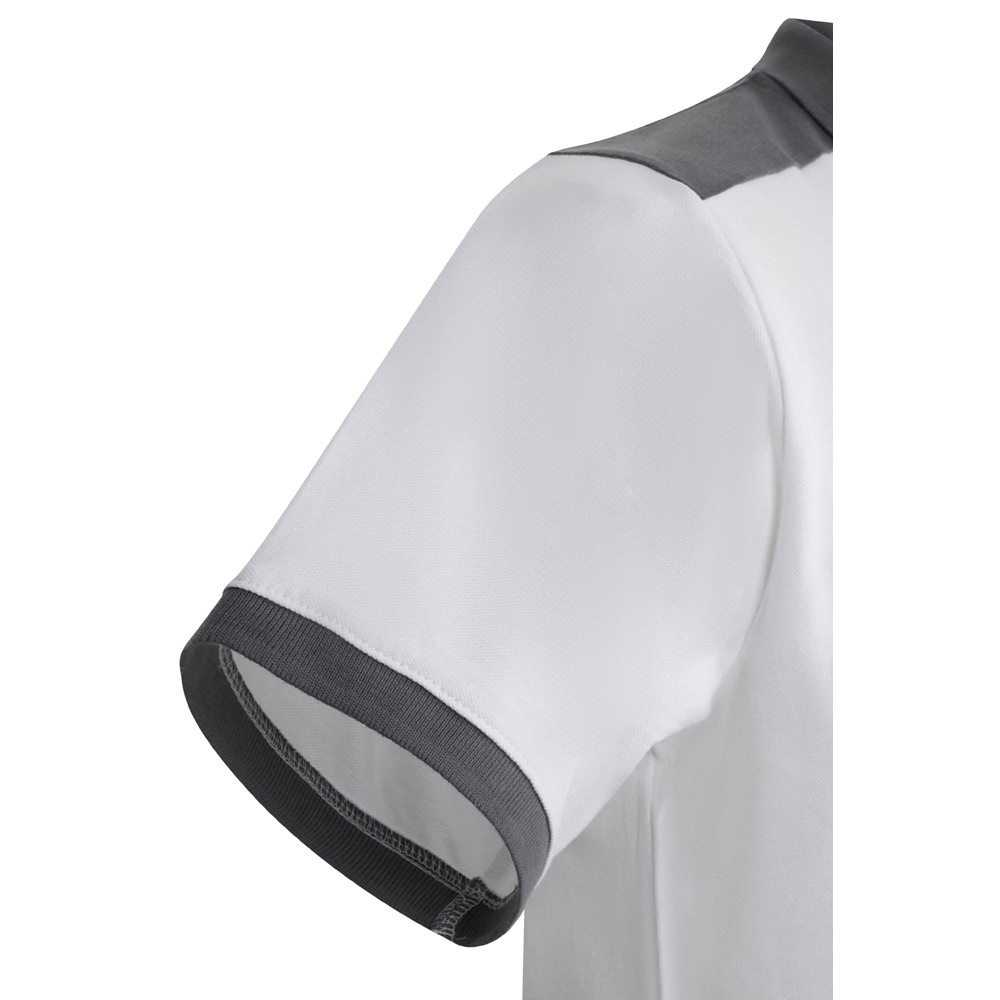 VL VELES. Polo bicolore piqué elasticizzata (200g/m²) con maniche corte, in poliestere (96%) ed elastan (4%)