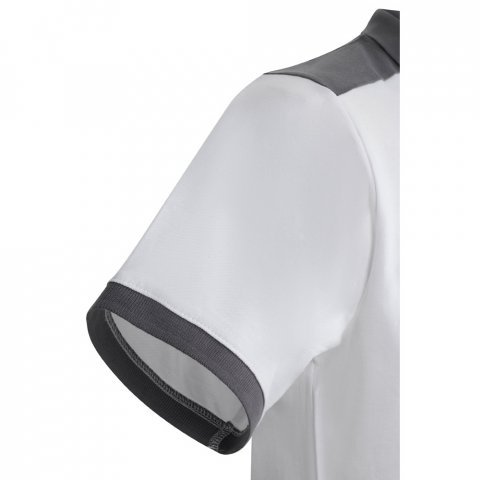 VL VELES. Polo piqu&eacute; stretch bicolor (200g/m&sup2;) de manga curta, em poli&eacute;ster (96%) e elastano (4%) - Branco
