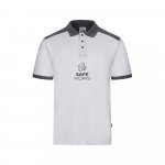 VL VELES. Polo piqu&eacute; stretch bicolor (200g/m&sup2;) de manga curta, em poli&eacute;ster (96%) e elastano (4%) - Branco