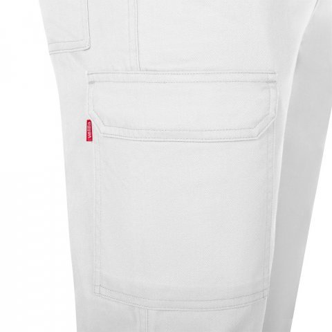 VL HERMES. Pantaloni din bumbac (35%) și poliester (65%) cu mai multe buzunare (190 g/m&sup2;) - Alb