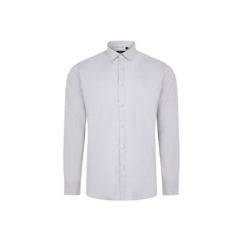 VL PRITHVI MAN. Hemd Oxford (180 g/m&sup2;) f&uuml;r Herren, aus Baumwolle (50 %), Polyester (45 %) und Elasthan (5 %) - Hellgrau