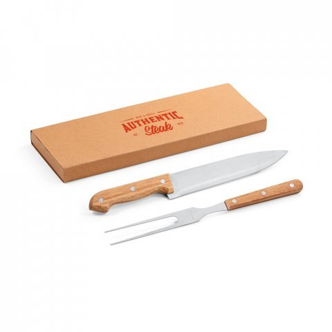 SALSA. Комплект за барбекю от неръждаема стомана и бамбук от две части - естествен